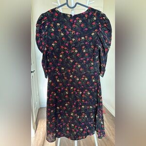 The Kooples Silk Blended Printed Floral Dress with Gathered Shoulder Size 2